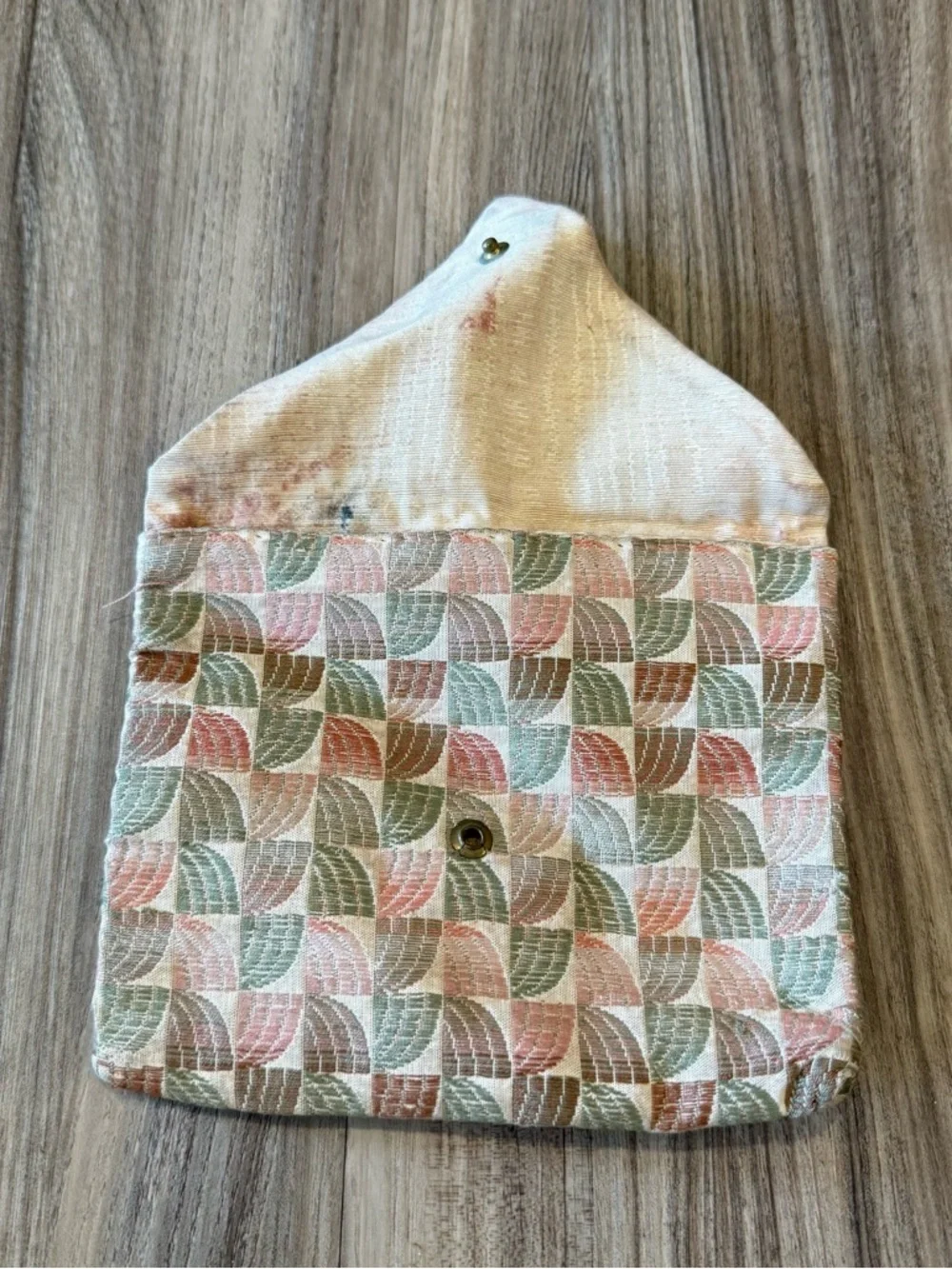 Vintage Geometric Pastel Woven Envelope Clutch